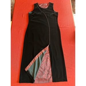 Black Sleeveless Velvet Midi Shift Dress, 12